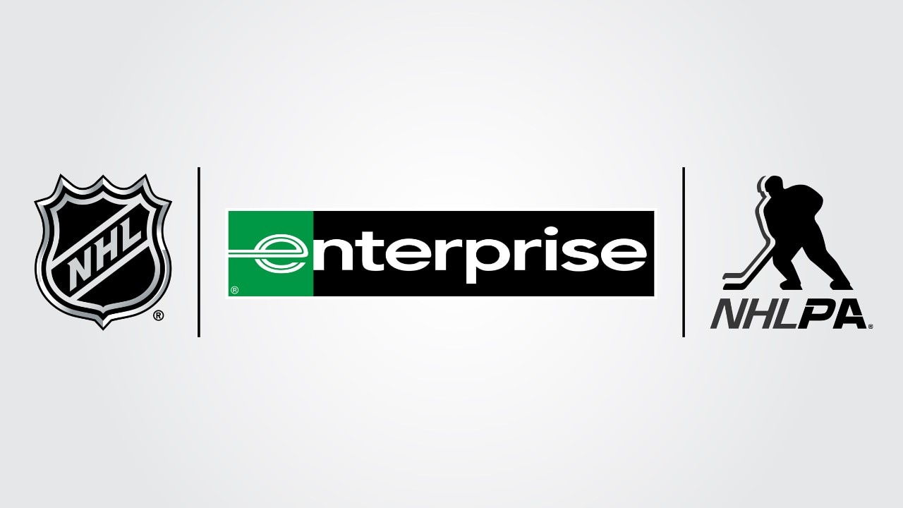 Logos of the NHL, Enterprise Rent-A-Car and NHL Players' Association.